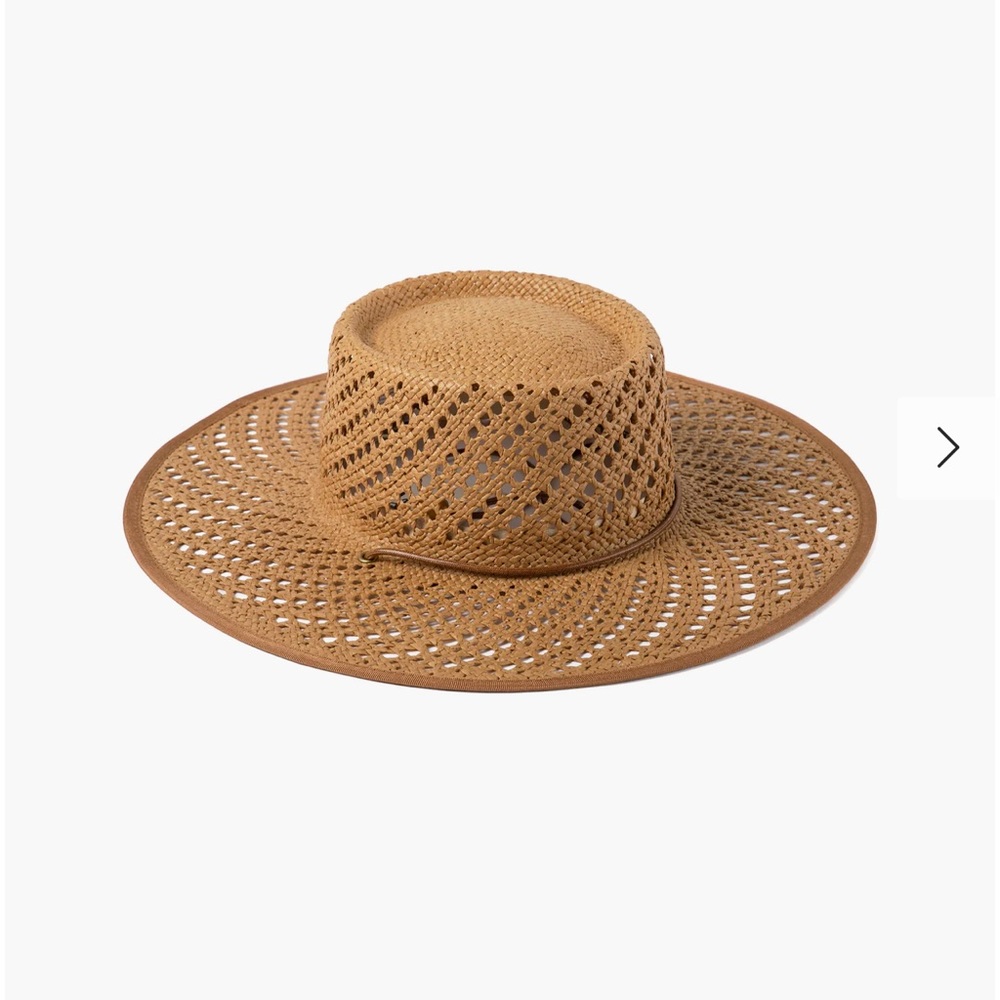 Lack of color Straw Hat “The Cesca” in brown with chin strap and bead toggle. - Picture 5 of 11